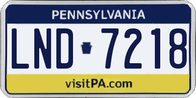 PA license plate LND7218