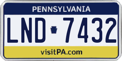 PA license plate LND7432