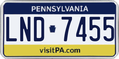 PA license plate LND7455
