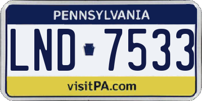PA license plate LND7533