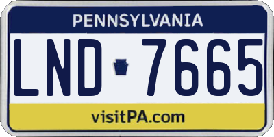PA license plate LND7665