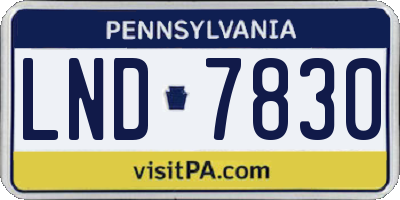 PA license plate LND7830