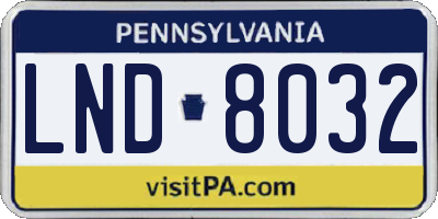 PA license plate LND8032