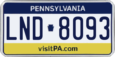 PA license plate LND8093