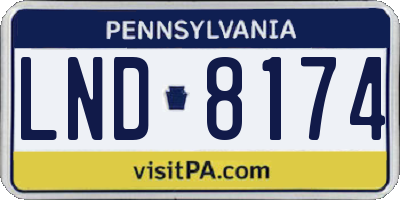 PA license plate LND8174
