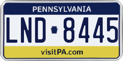 PA license plate LND8445