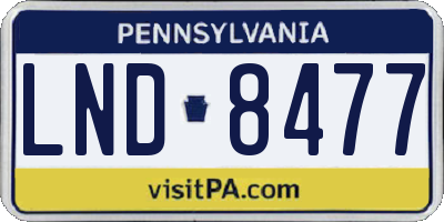 PA license plate LND8477