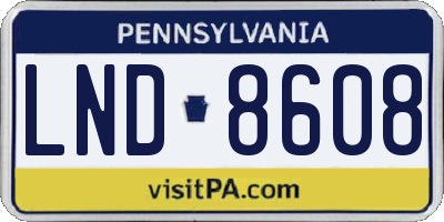 PA license plate LND8608