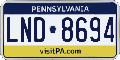 PA license plate LND8694