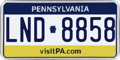 PA license plate LND8858