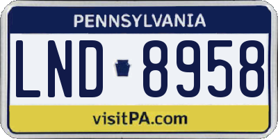 PA license plate LND8958