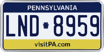 PA license plate LND8959