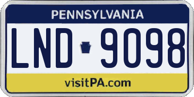PA license plate LND9098