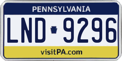 PA license plate LND9296