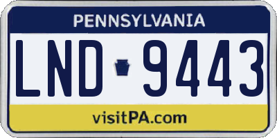 PA license plate LND9443