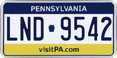 PA license plate LND9542