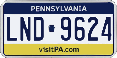 PA license plate LND9624