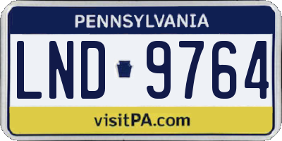 PA license plate LND9764