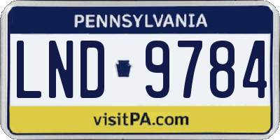 PA license plate LND9784
