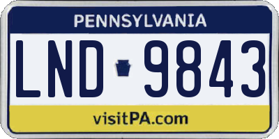 PA license plate LND9843