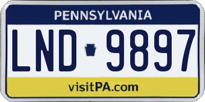 PA license plate LND9897