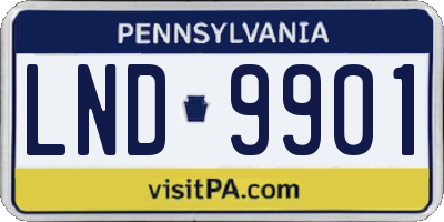 PA license plate LND9901