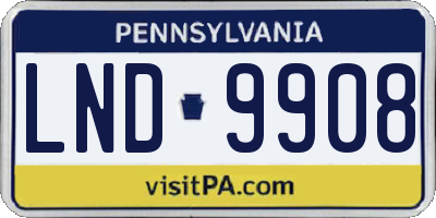 PA license plate LND9908
