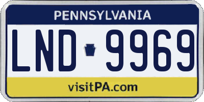 PA license plate LND9969