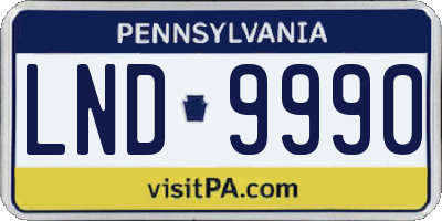 PA license plate LND9990