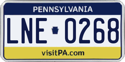 PA license plate LNE0268
