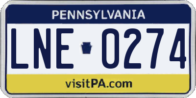 PA license plate LNE0274