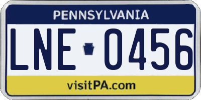 PA license plate LNE0456