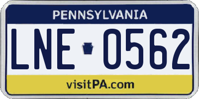 PA license plate LNE0562