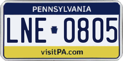 PA license plate LNE0805