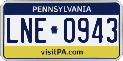 PA license plate LNE0943
