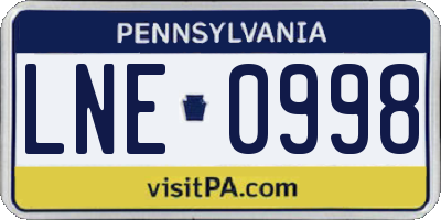PA license plate LNE0998