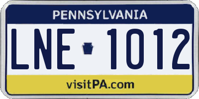 PA license plate LNE1012