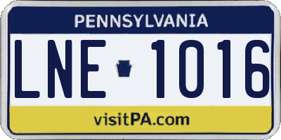 PA license plate LNE1016