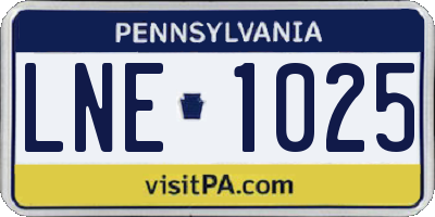 PA license plate LNE1025