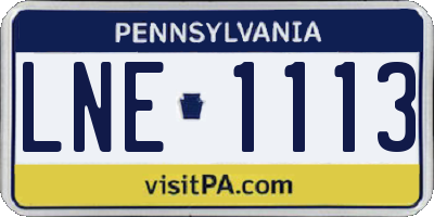 PA license plate LNE1113