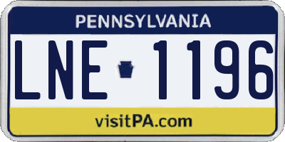 PA license plate LNE1196