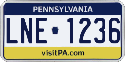 PA license plate LNE1236