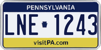 PA license plate LNE1243