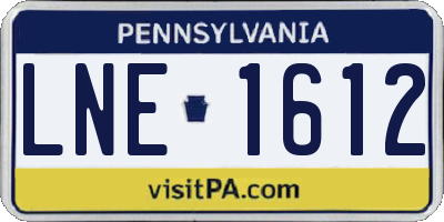 PA license plate LNE1612
