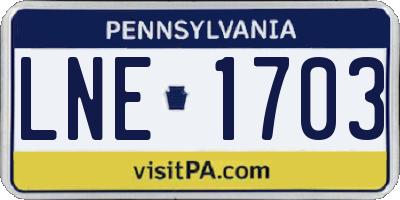 PA license plate LNE1703