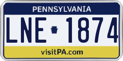 PA license plate LNE1874