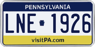 PA license plate LNE1926