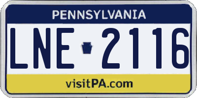 PA license plate LNE2116