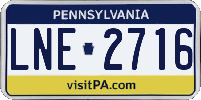 PA license plate LNE2716