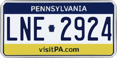 PA license plate LNE2924